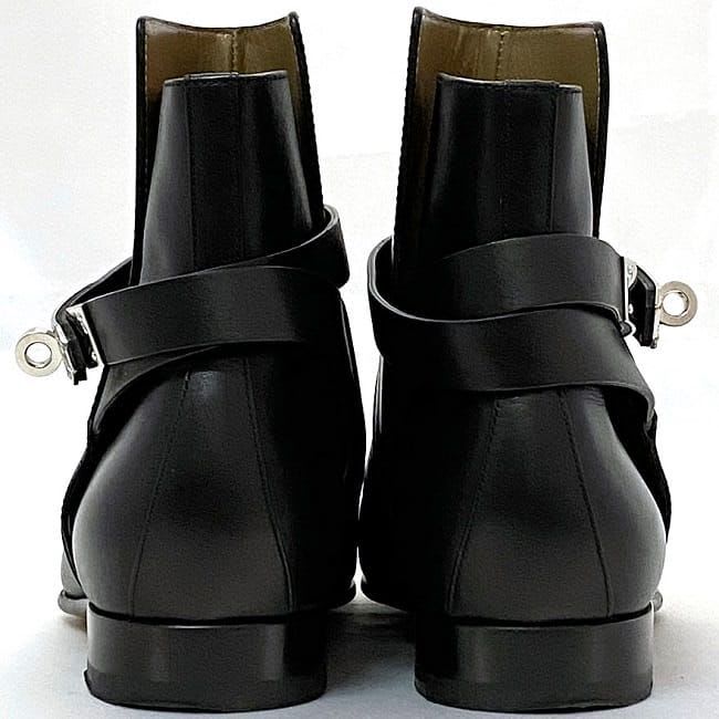 Hermes Short Boots Black Silver Hardware Kelly
