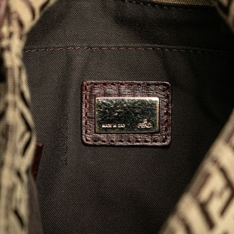 Fendi Zucchino Crossbody Shoulder Bag 8bt075 Brown Canvas Leather Women's Fendi