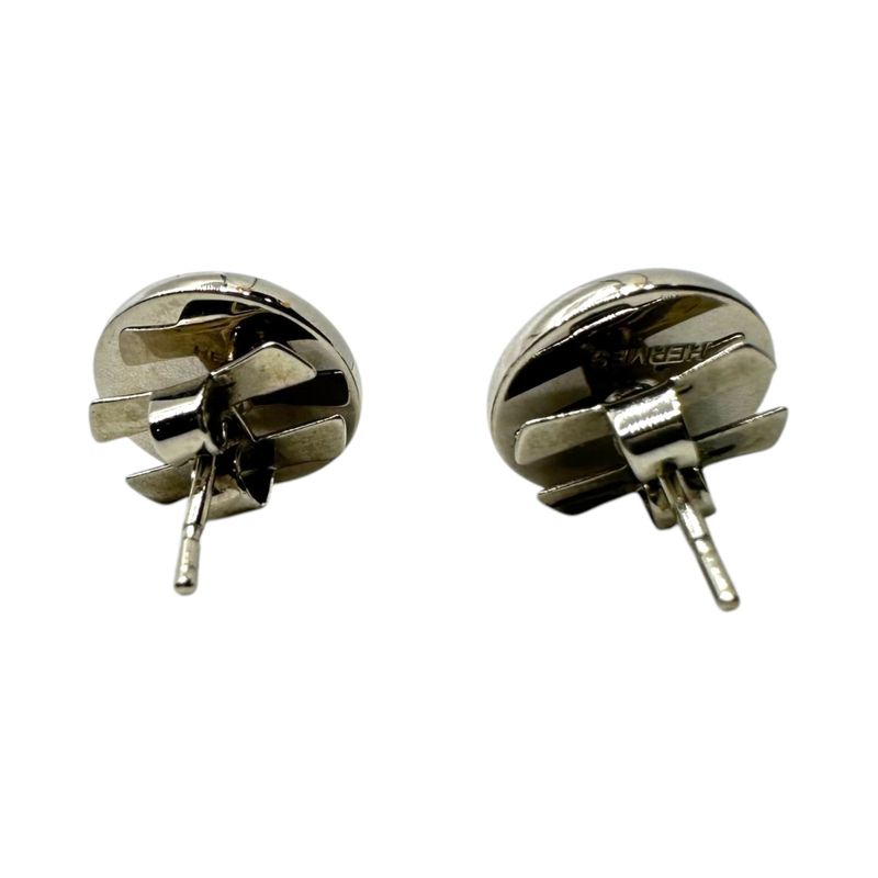 Hermes Eclipse Pierced Earrings Eclipse Earrings Silver and White on Both Ears