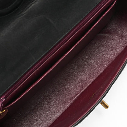 Chanel Handbag Matelasse Coco Top Handle Flap Bag Lambskin Black Gold