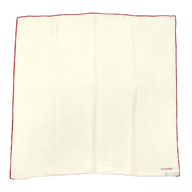 Christian DIOR Coco Mark Scarf Silk Beige And Red