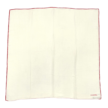 Christian DIOR Coco Mark Scarf Silk Beige And Red