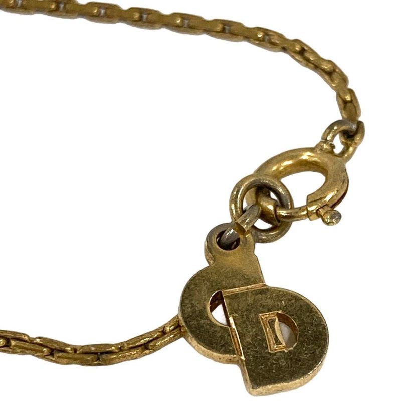 Christian DIOR Heart Top Necklace Metal Gold Women