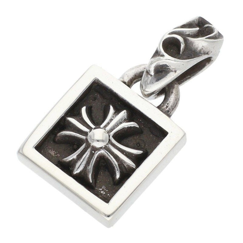 Chrome Hearts Framed CH Plus Charm Silver Necklace Top