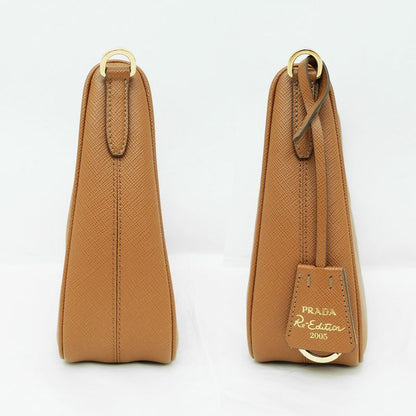 Prada Re-edition Saffiano Leather Shoulder Bag Hand 1bh204 Camel Ladies