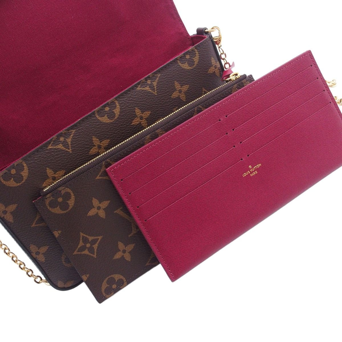 Louis Vuitton Pochette Felicie Brown Monogram Canvas Chain Wallet Shoulder Bag — view 7