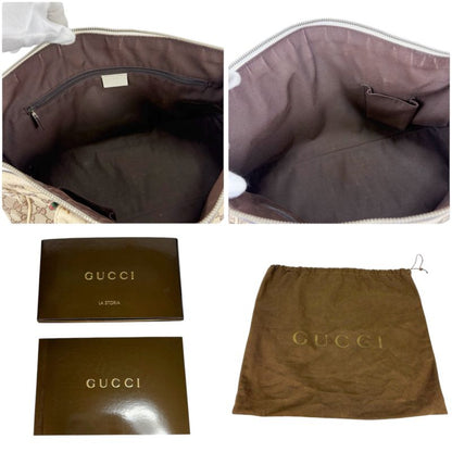 Gucci Tote Bag Brown Beige Ivory GG Canvas Sherry Line Ribbon