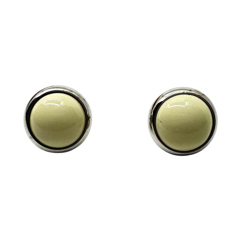 Hermes Eclipse Pierced Earrings Eclipse Earrings Silver and White on Both Ears