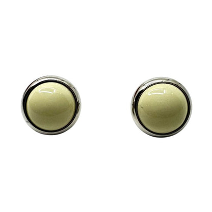 Hermes Eclipse Pierced Earrings Eclipse Earrings Silver and White on Both Ears
