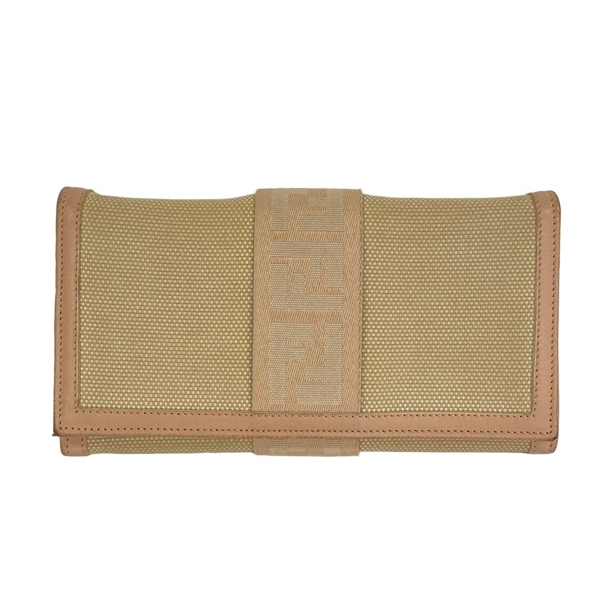 Fendi Wallet Beige Pink Leather