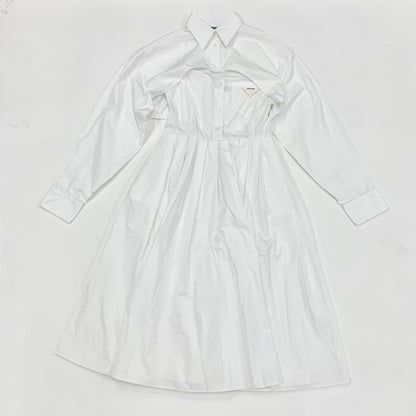 Prada Poplin Dress Cotton Triangle Logo White