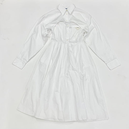Prada Poplin Dress Cotton Triangle Logo White