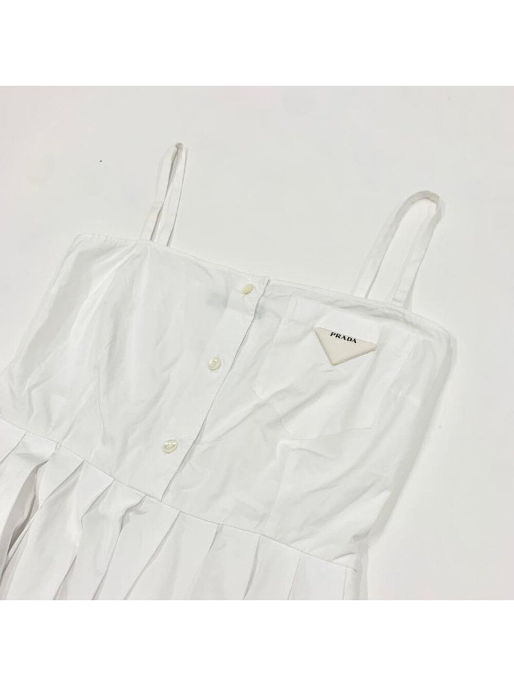 Prada Poplin Dress Cotton Triangle Logo White