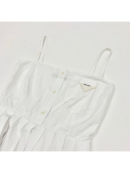Prada Poplin Dress Cotton Triangle Logo White