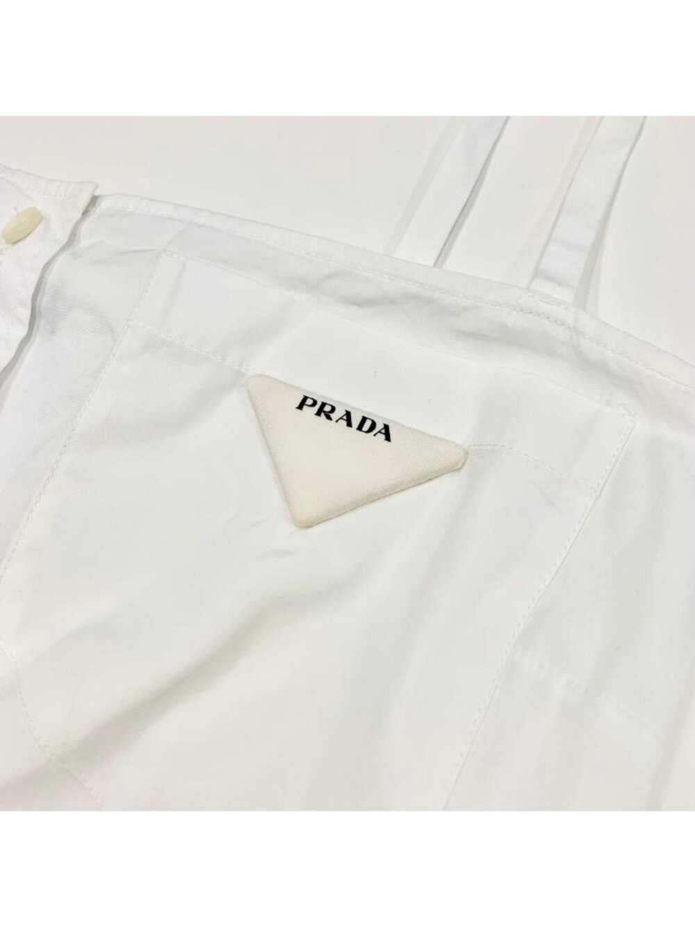 Prada Poplin Dress Cotton Triangle Logo White