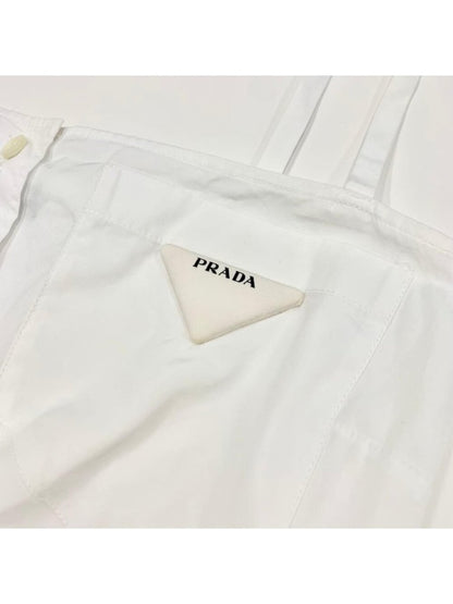Prada Poplin Dress Cotton Triangle Logo White
