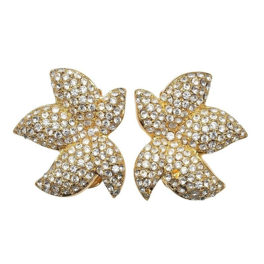 Christian Dior Gold Plated And Rhinestone 25.0 g Earrings
