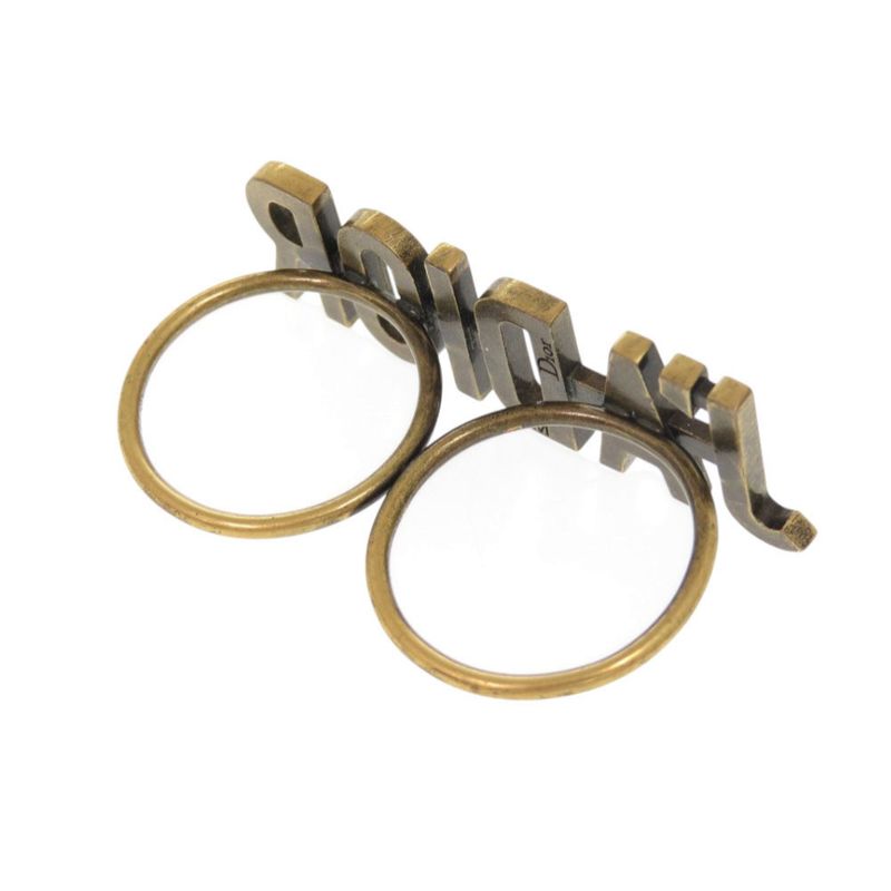 Christian Dior J'adior Double Finger Ring Metal Size M Gold Ring 1284 Christian