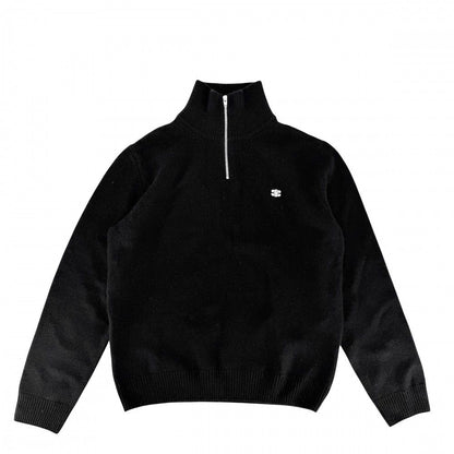 Celine Knit Triomphe Trucker Sweater Half Zip Logo Top L