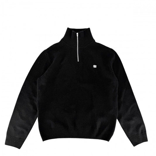 Celine Knit Triomphe Trucker Sweater Half Zip Logo Top L