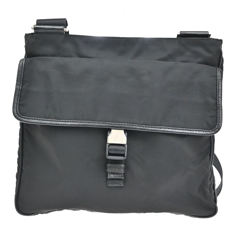 Prada Shoulder Bag Nylon Leather Black 87ka725
