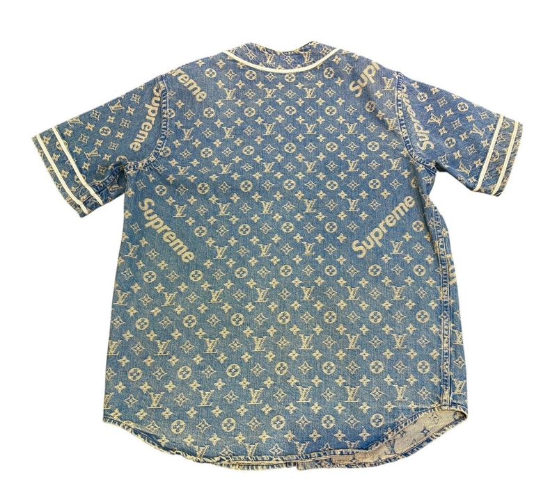 2254 Louis Vuitton Baseball Shirt Hdd92wall Monogram Denim Short Sleeve S Size