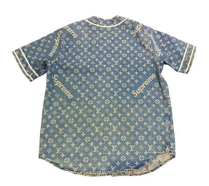2254 Louis Vuitton Baseball Shirt Hdd92wall Monogram Denim Short Sleeve S Size