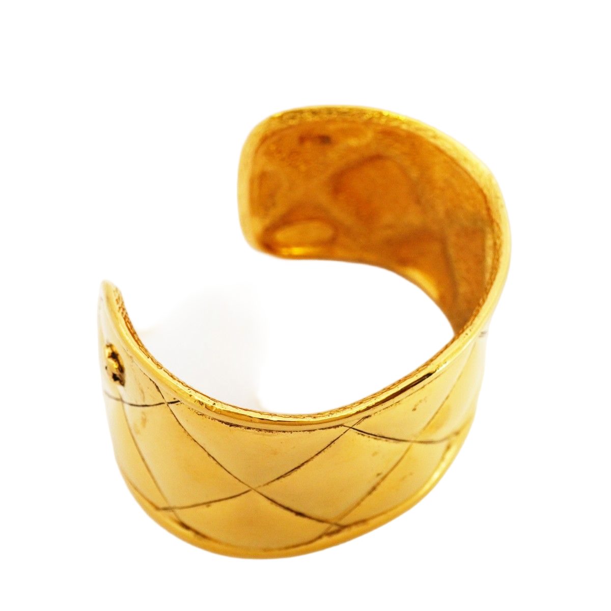 Chanel Bangle Vintage CC Logo Quilted Gold Plated Bracelet — view 2
