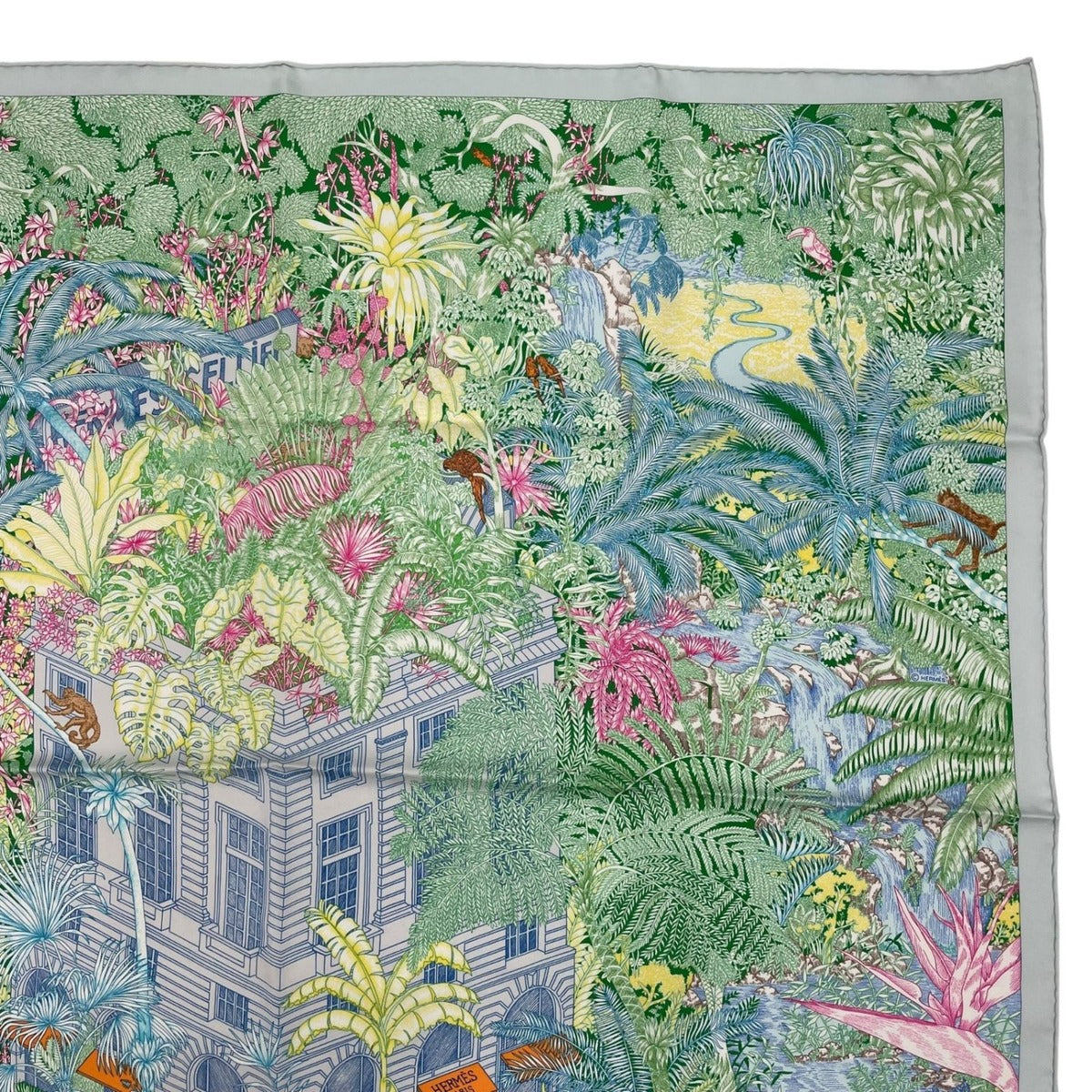 Hermes Scarf Carre 90 100% Silk Faubourg Tropical Multicolor — view 3