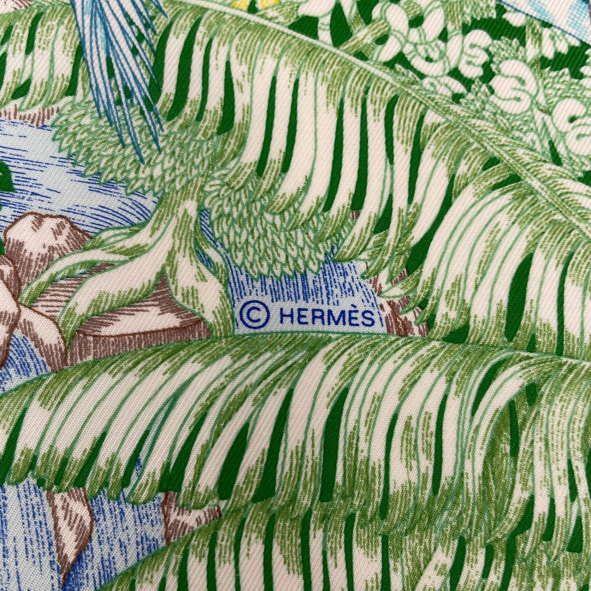 Hermes Scarf Carre 90 100% Silk Faubourg Tropical Multicolor — view 9