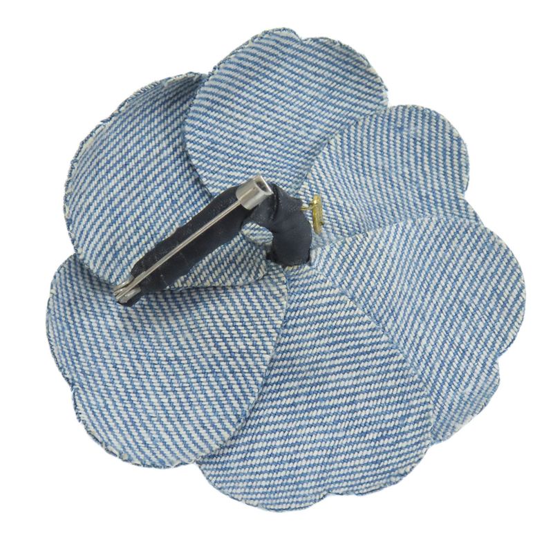 Chanel Corsage Camellia Brooch Denim Metal Women