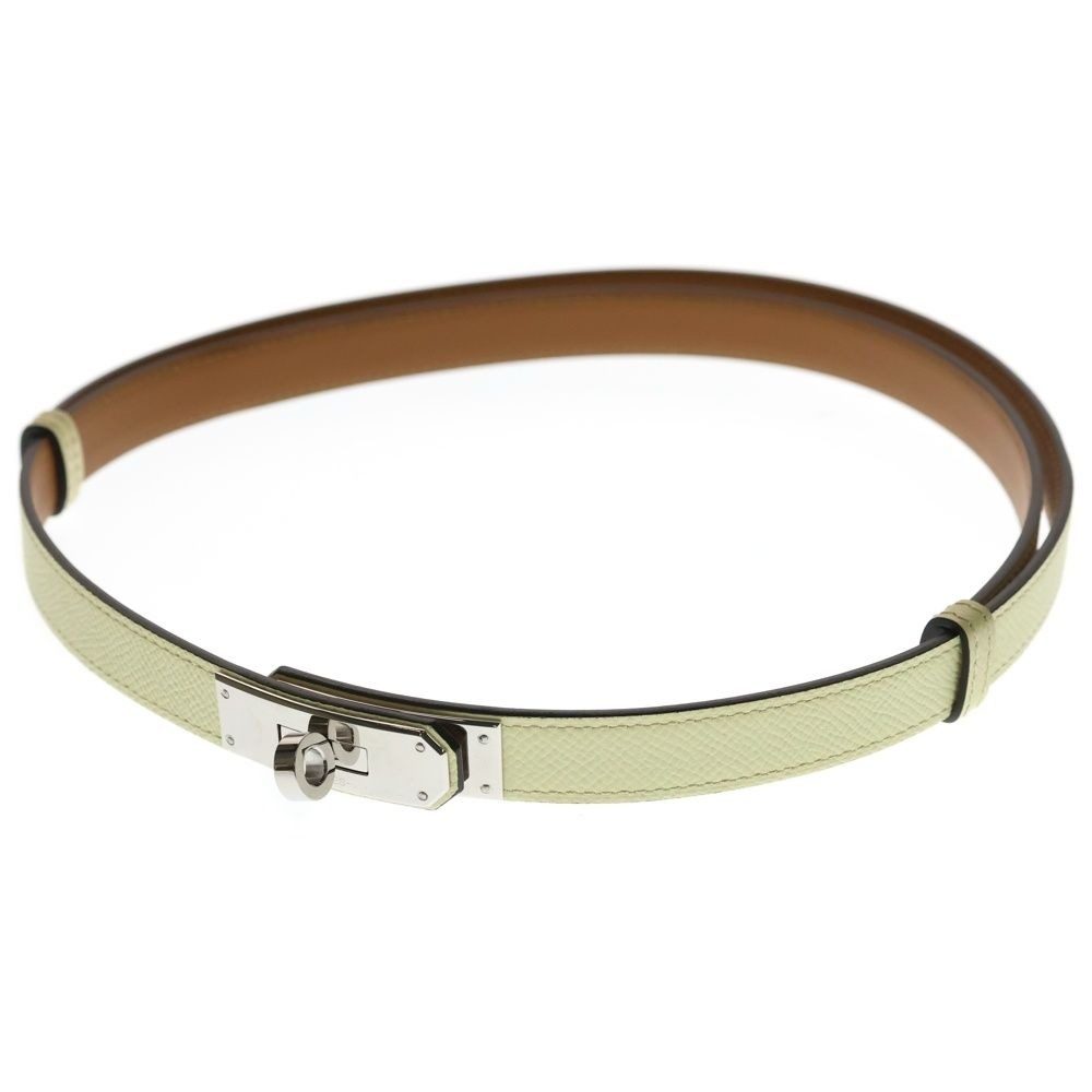 Hermes Kelly Pocket Belt Yellow Veau Epsom Silver
