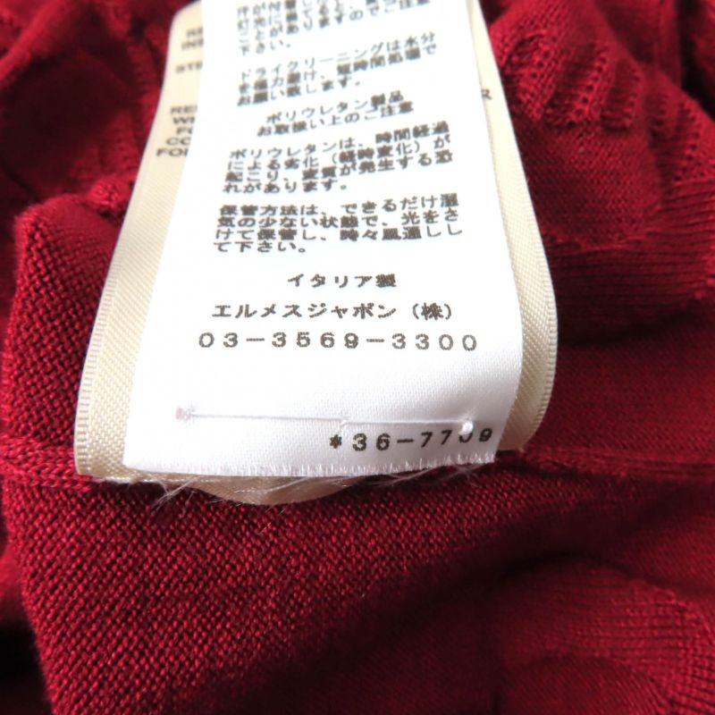 Hermes 23AW 3e2614d3 Silk-blend Chaine D'ancre Wide Sleeve Knit Red 34 Made In