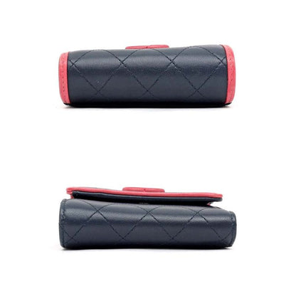 Chanel Trifold Wallet Matelasse Bicolor - Navy - Pink Lambskin Wallet