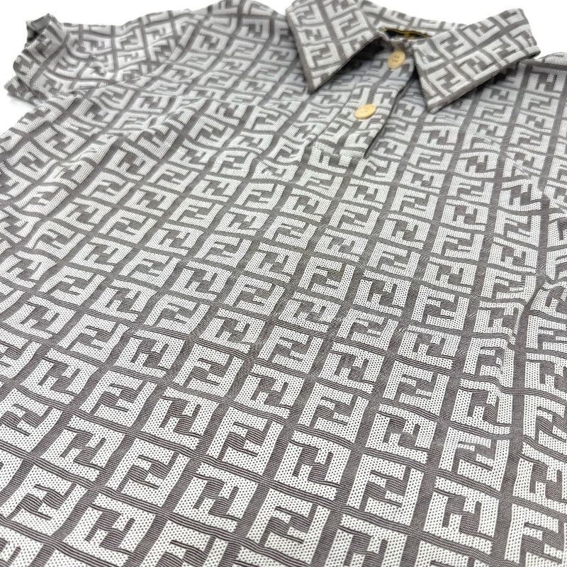 Fendi Polo Shirt Zucca Pattern Polyamide Beige