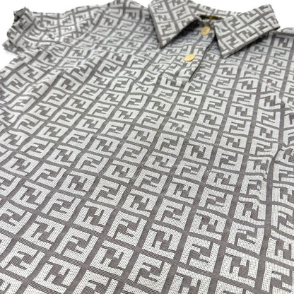 Fendi Polo Shirt Zucca Pattern Polyamide Beige