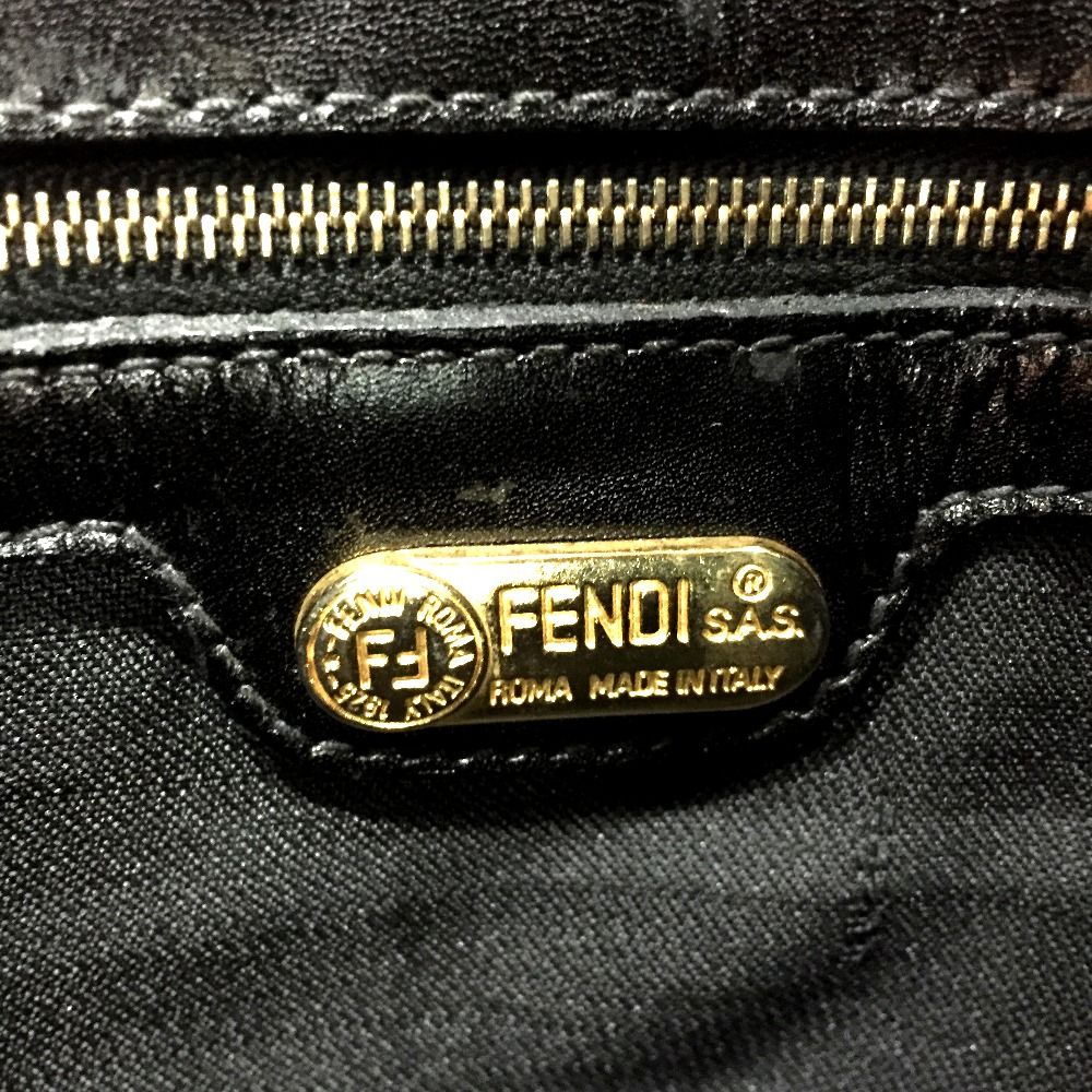 Fendi Ff Logo Hardware Nylon X Leather Bag 15321 Black