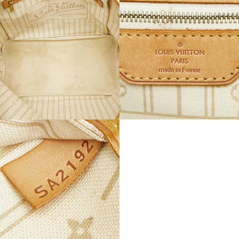 Louis Vuitton Damier Azure Neverfull MM Tote Bag One Shoulder Bag N51107 White