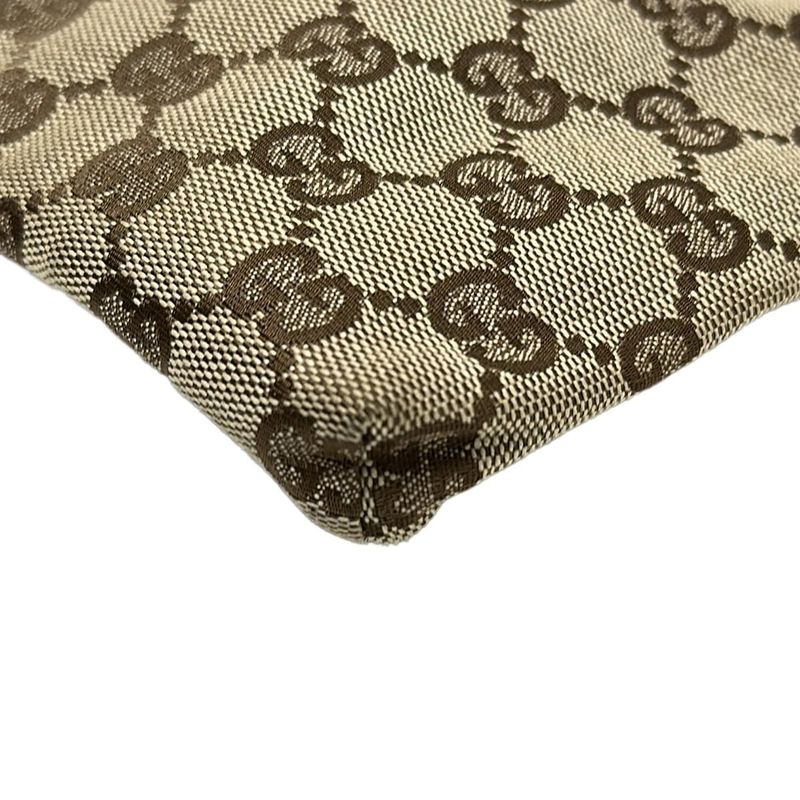 Gucci Waist Pouch GG Pattern 28566 Beige×dark Brown×blue Leather