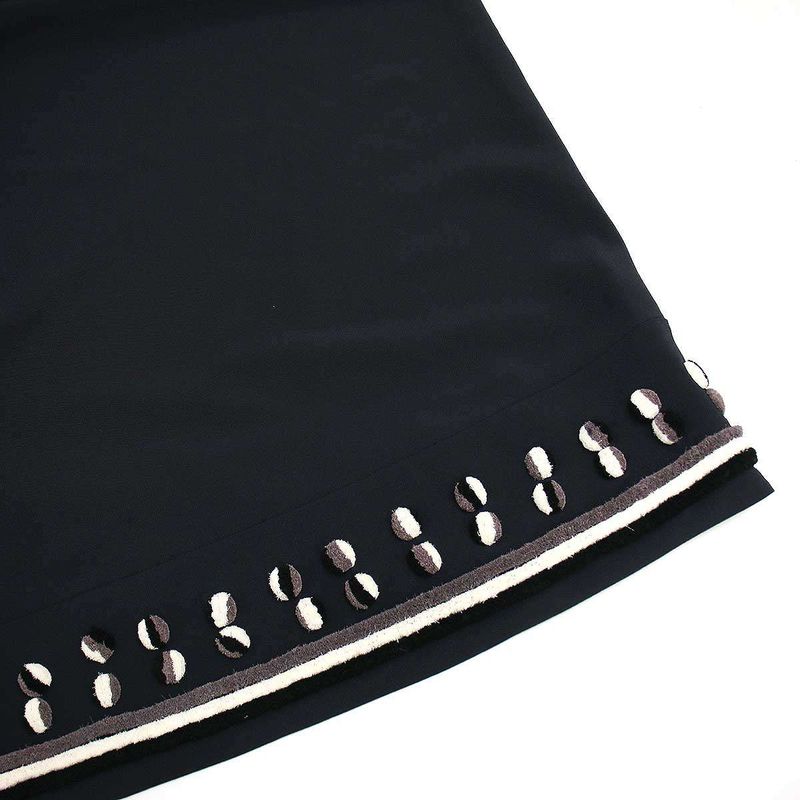 Hermes 2018 Resort Embroidery Design Silk Skirt Navy 38