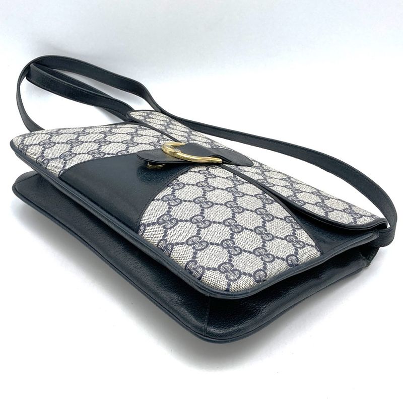 Gucci 378 001 Shoulder Bag GG Supreme Leather Navy Old Gucci Vintage Ladies Men