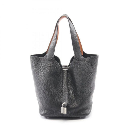 Hermes Handbag Picotin Lock MM Eclat Black Toffee Leather Brown