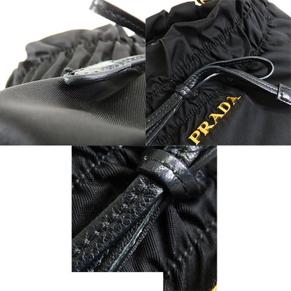 Prada Shoulder Bag Black Tessuto Leather Ribbon — view 7