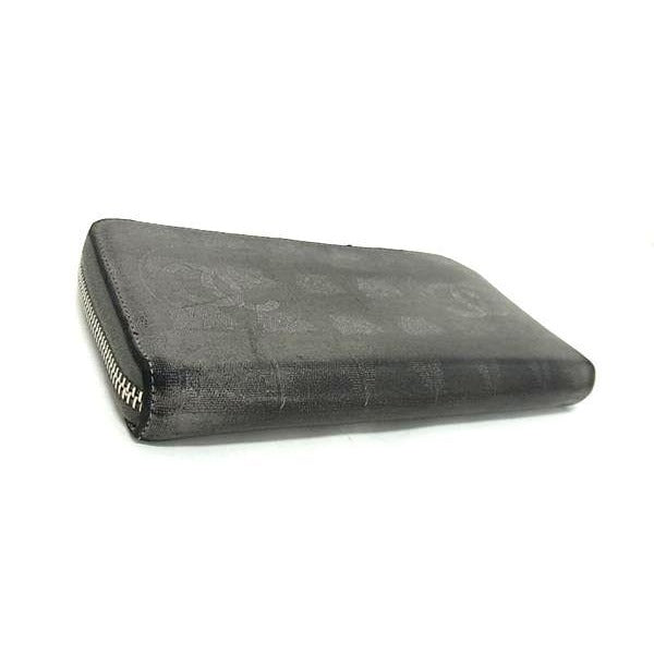 Chanel Wallet New Travel Line Gray Leather Coco Mark Silver Hardware — view 2