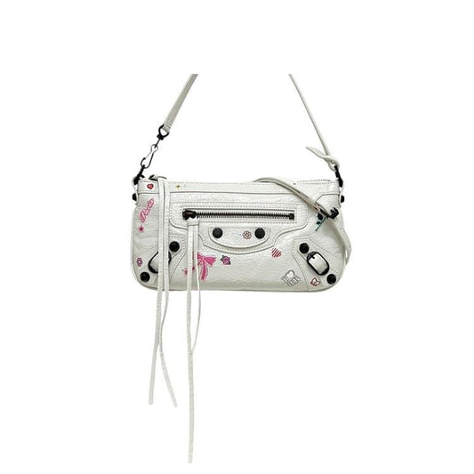 Balenciaga Shoulder Bag Strap Pouch 2-Way Le City Leather White