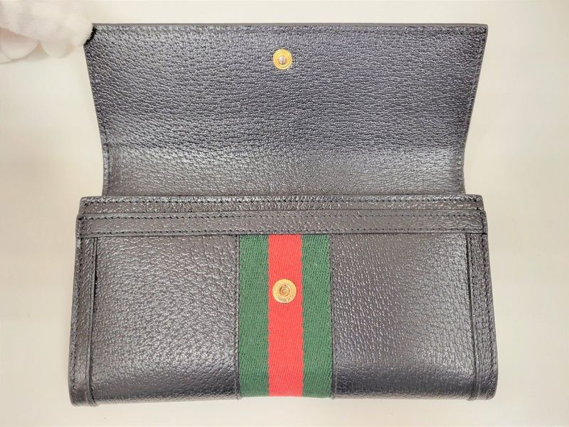Gucci Bifold Long Wallet 719886 Off Dear Web Stripe Black Leather Accessories