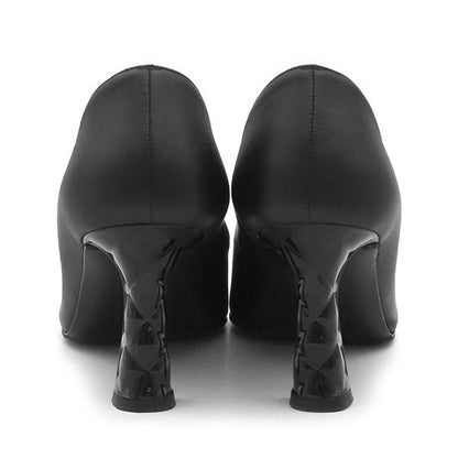 Chanel Pumps Coco Mark Matelasse Heels Leather Black 38c Black G40154 [box