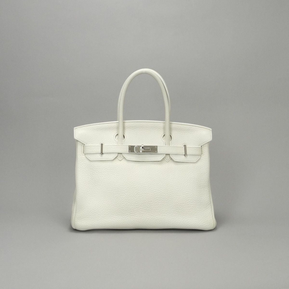 Hermes Birkin 30 Tote Taurillon Clemence White Silver