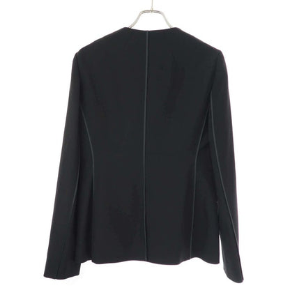 Fendi Leather Pockets Collarless Jacket Fj6359 N6f Black 44