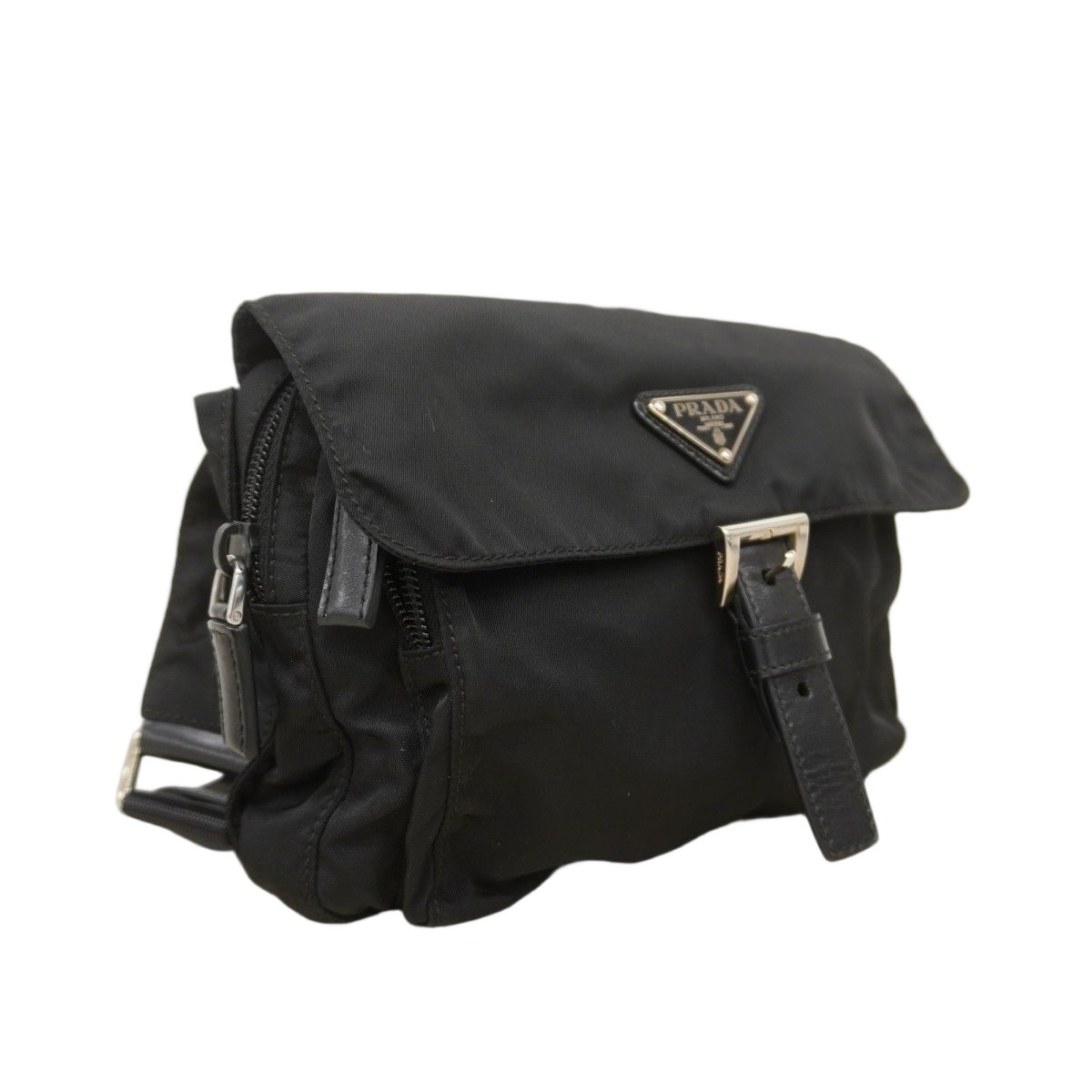 Prada Shoulder Bag Tessuto Nylon Black Silver — view 2